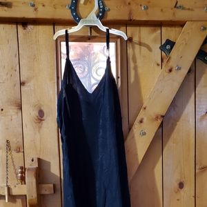 Vintage Mary Barron Biastrait Acetate Tafeta Black Slip or Nightgown Size 34